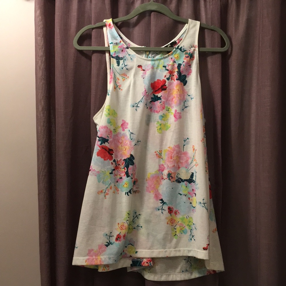 White Flowy Floral Tank
